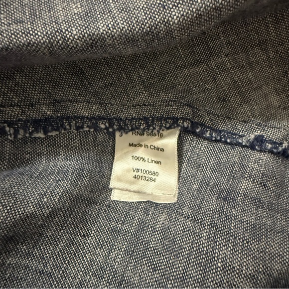 COLDWATER CREEK 100% Linen 3/4 Sleeve Blue Button Down Shirt Size XL - Picture 4 of 7